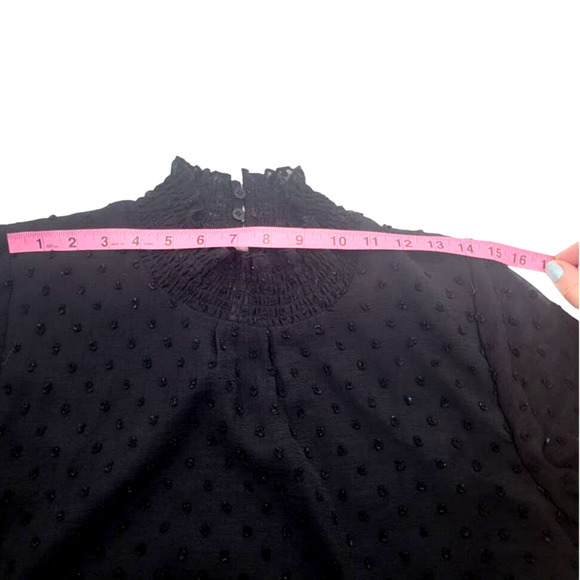 L.N.V Polka Dot Long Sleeve Blouse Black Women’s Sz M - Picture 8 of 9